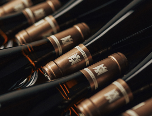 Eight bottles of German wines lying down