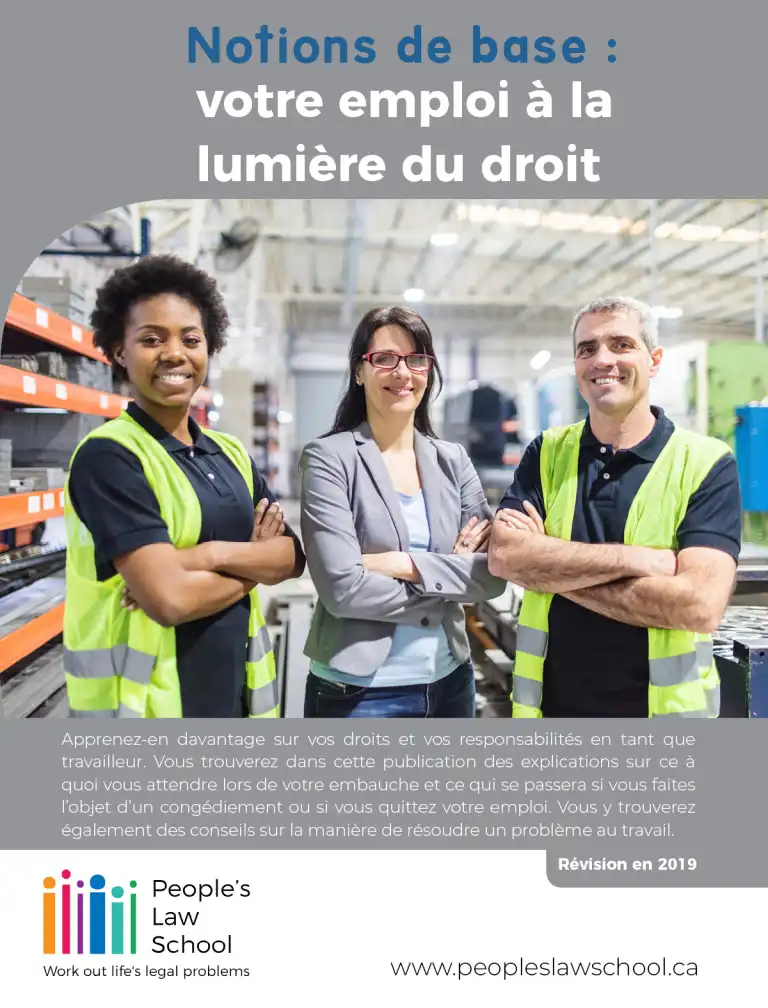 Essentials of Work & the Law (French) booklet image cover