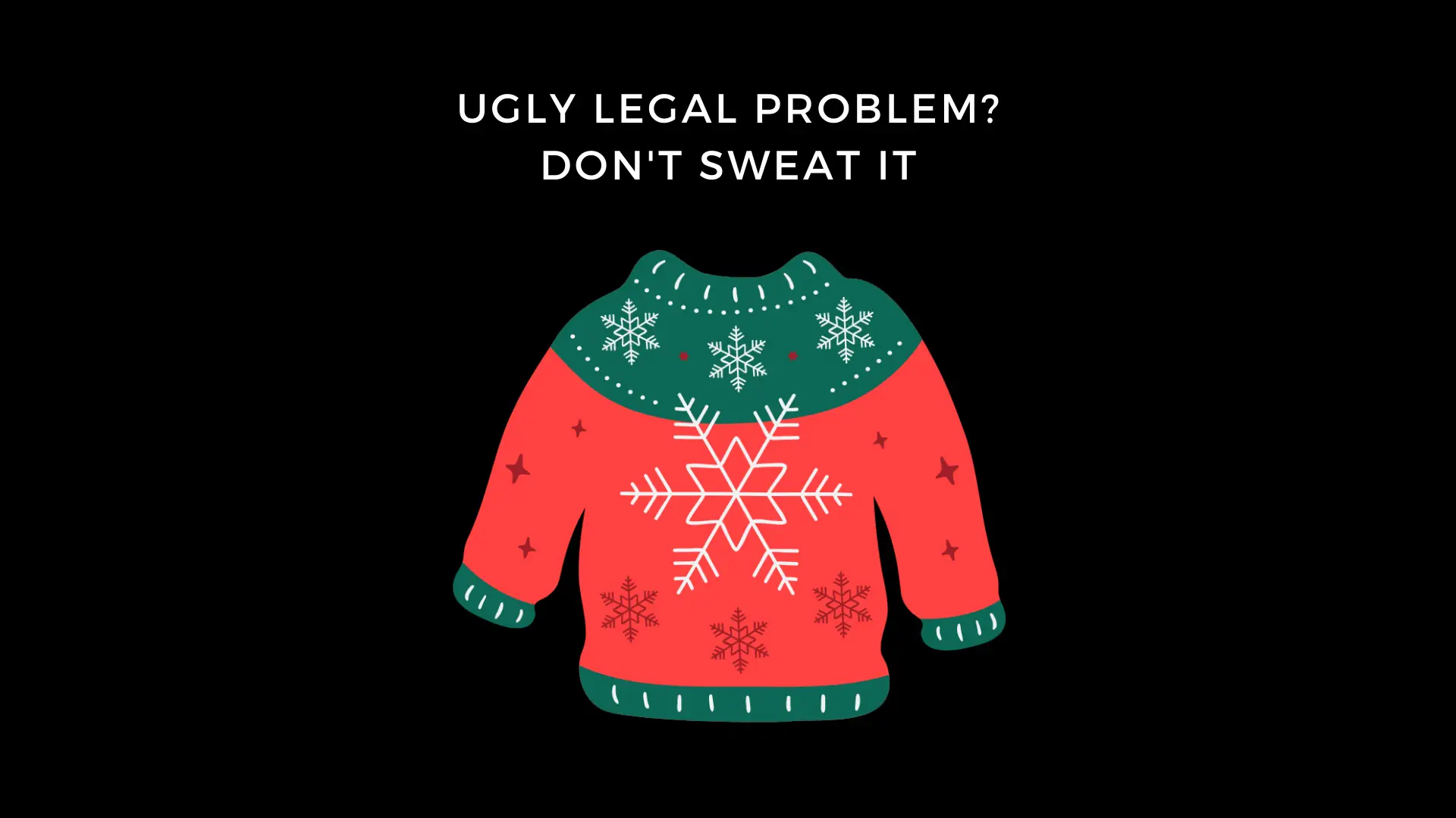 Ugly holiday sweater against back background