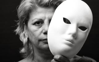 Woman with white mask