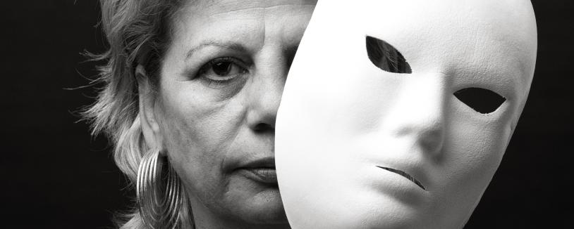 Woman with white mask