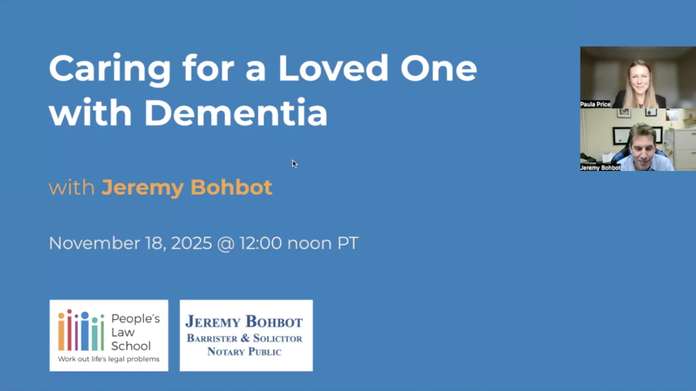 Caring for a Loved One with Dementia (Recorded Webinar) | People's Law