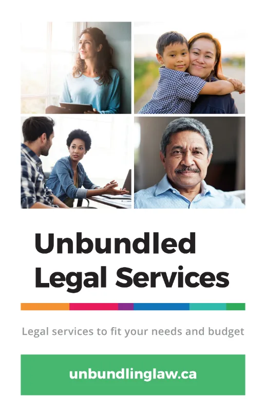 Front panel of brochure for unbundled legal services