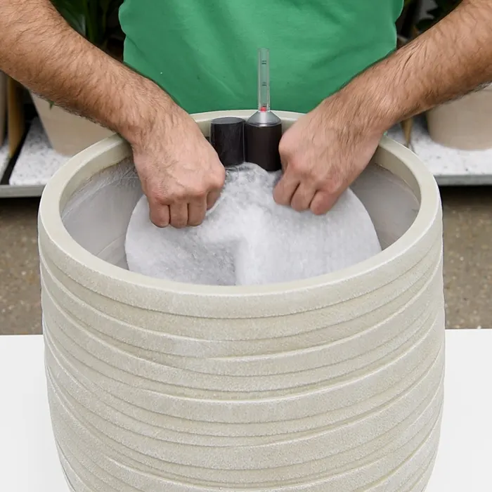 assemblage semi-hydrocultuur scheidingsdoek plaatsen