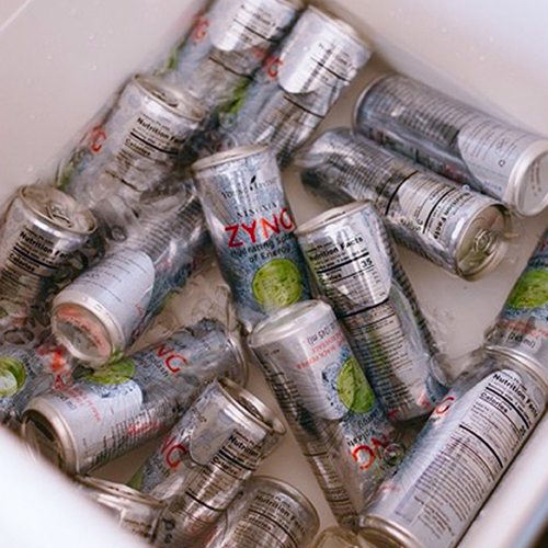 NingXia Zyng mocktail cans on ice