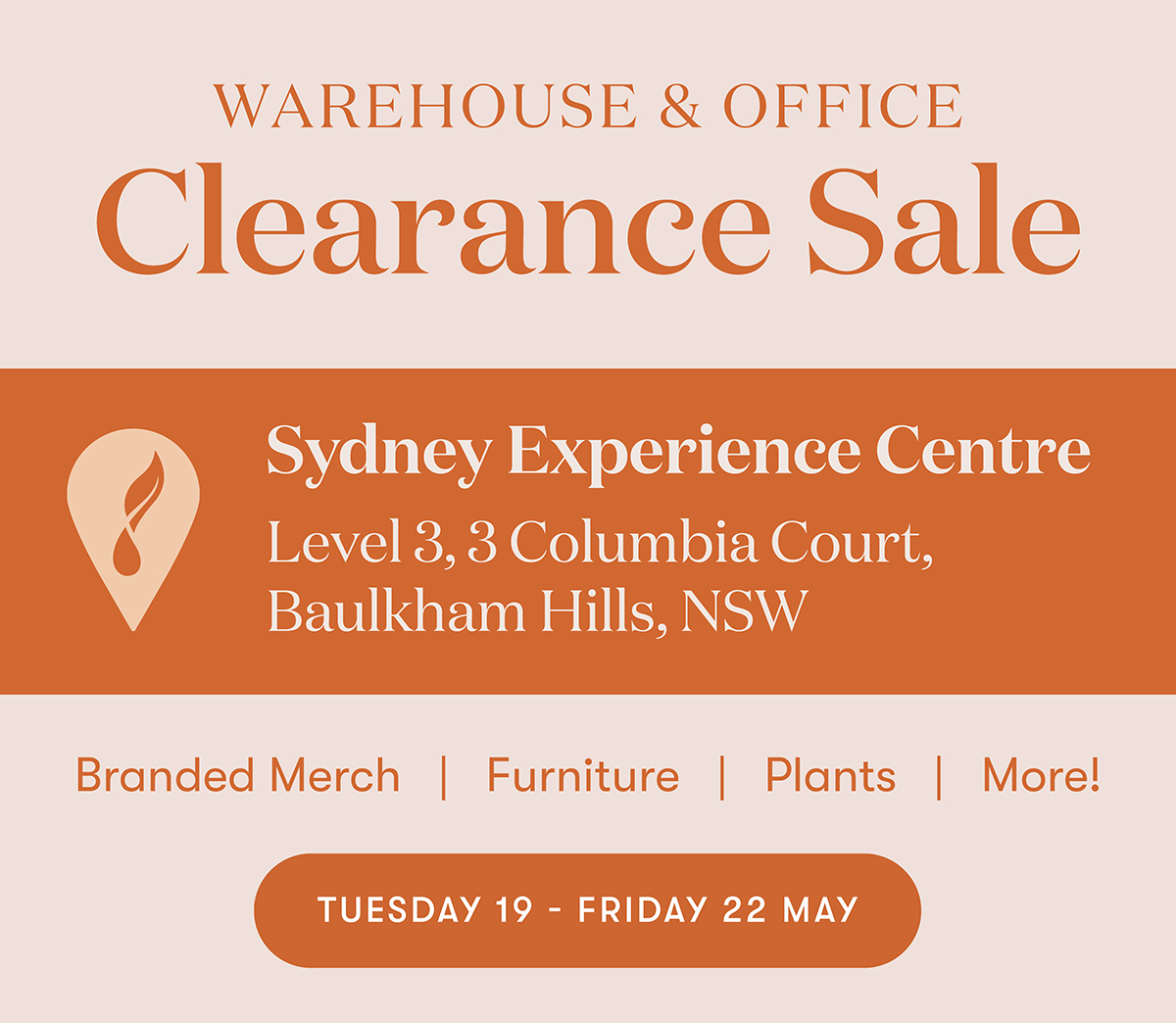 Warehouse and office clearance sale
