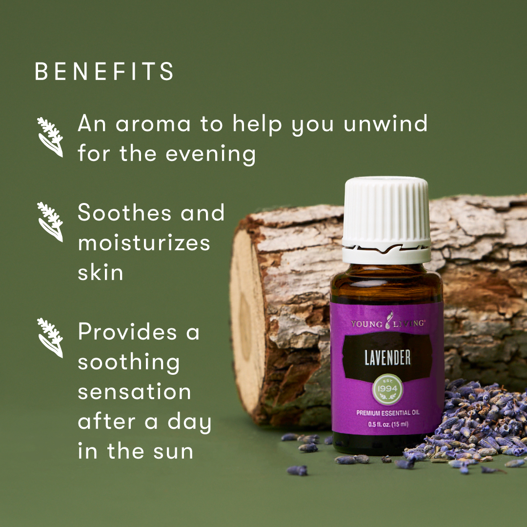 Benefits include: An aroma to help you unwind for the evening, soothes and moisturizes skin, and provides a soothing sensation after a day in the sun.