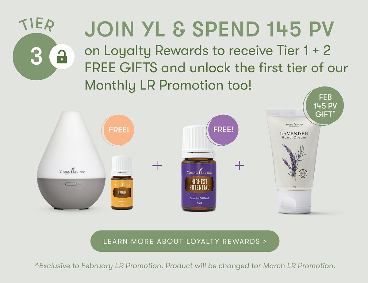 JOIN YL & SPEND 145 PV plus subscribe to our Loyalty Rewards Program and you'll also receive this months 145 PV tier FREE GIFT!