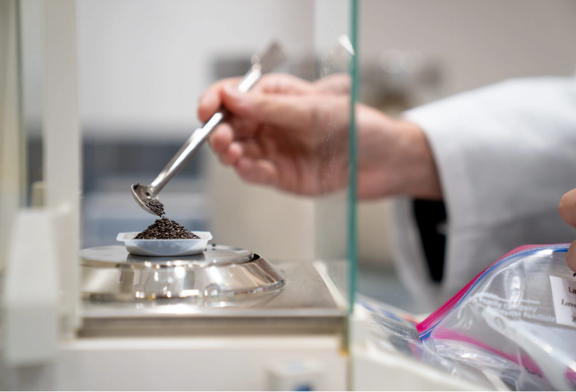 Testing sediments with a spoon