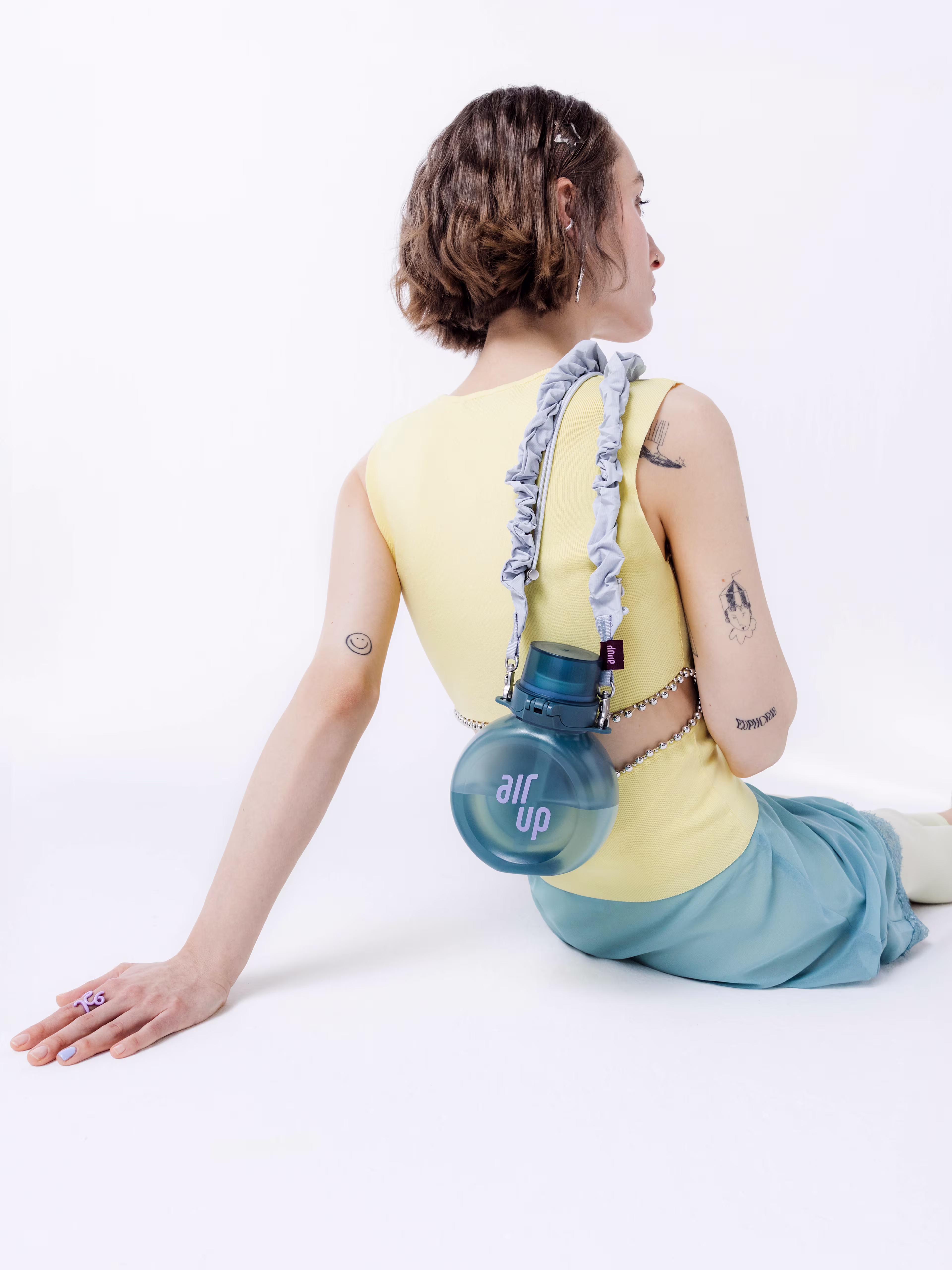 multipleBannerMedia - Product - Bottle - O Bottle + Strap - Stormy Blue / Blue Grey Scrunchie - 100000261