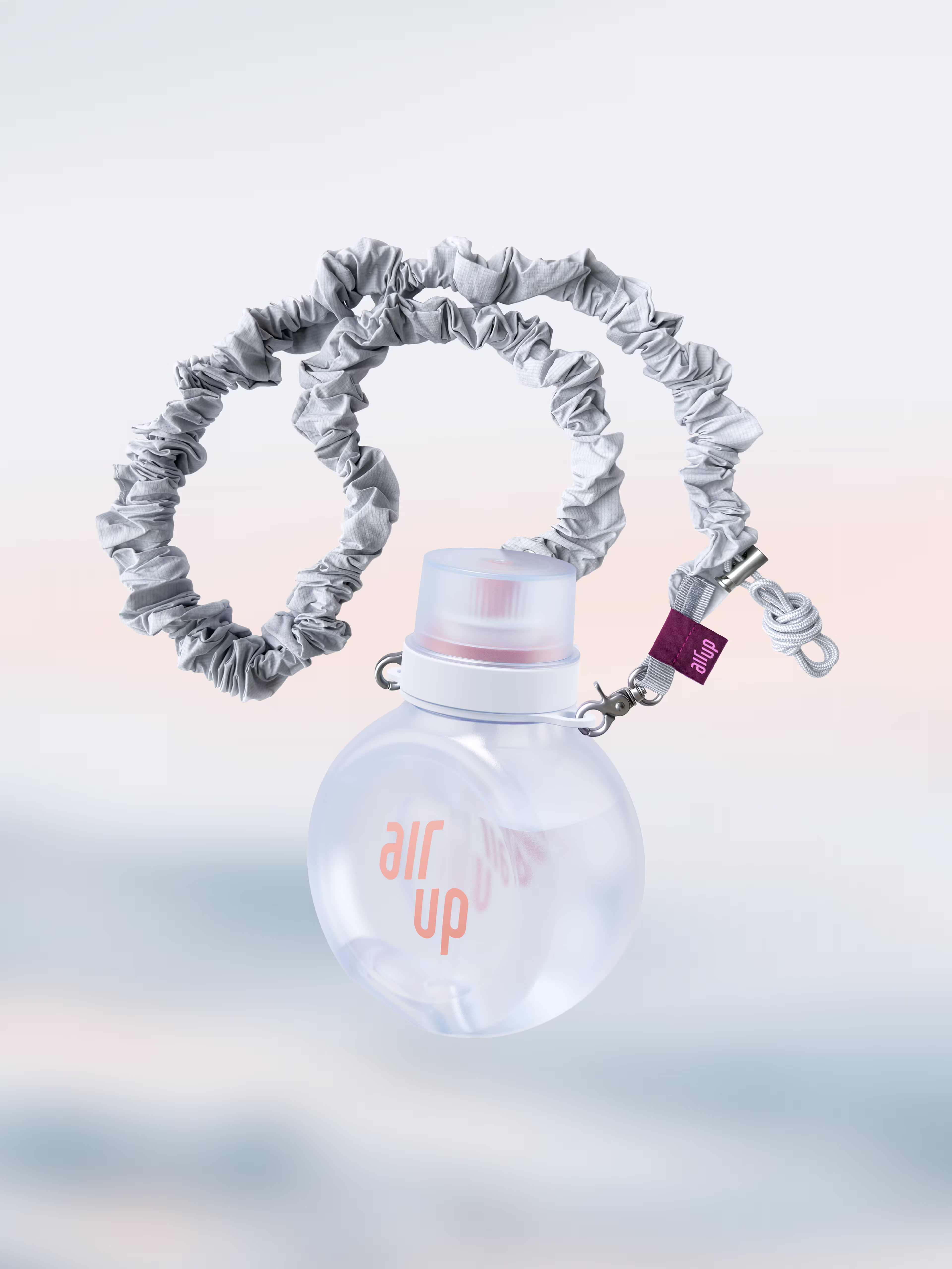 multipleBannerMedia - Product - Bottle - O Bottle + Strap - Ice Coral / Blue Grey Scrunchie - 100000257