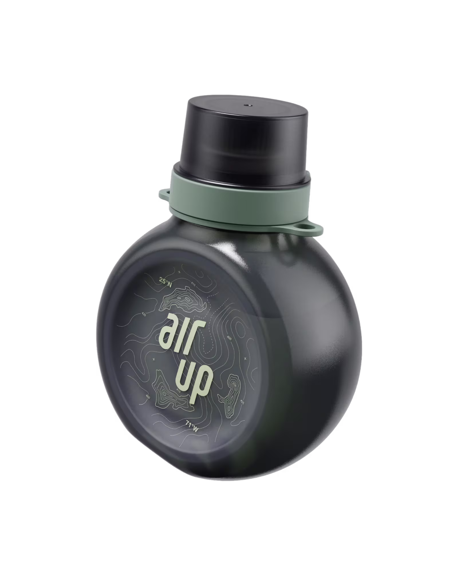 The Blood Island bottle with its topographic map pattern and the air up logo