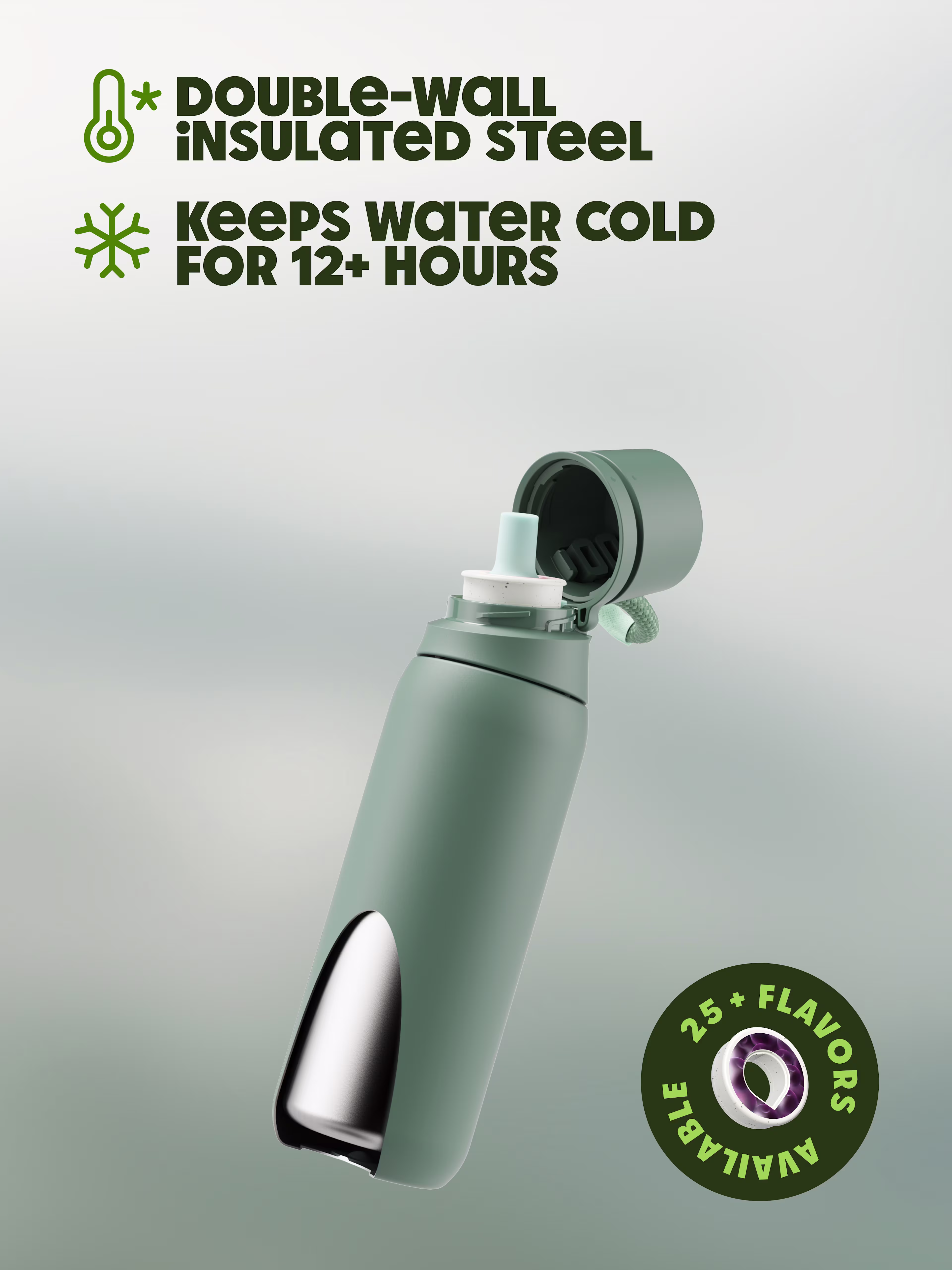 Bottle - PRO 3 Steel 710ml - Moss-Mint - Double wall insulation