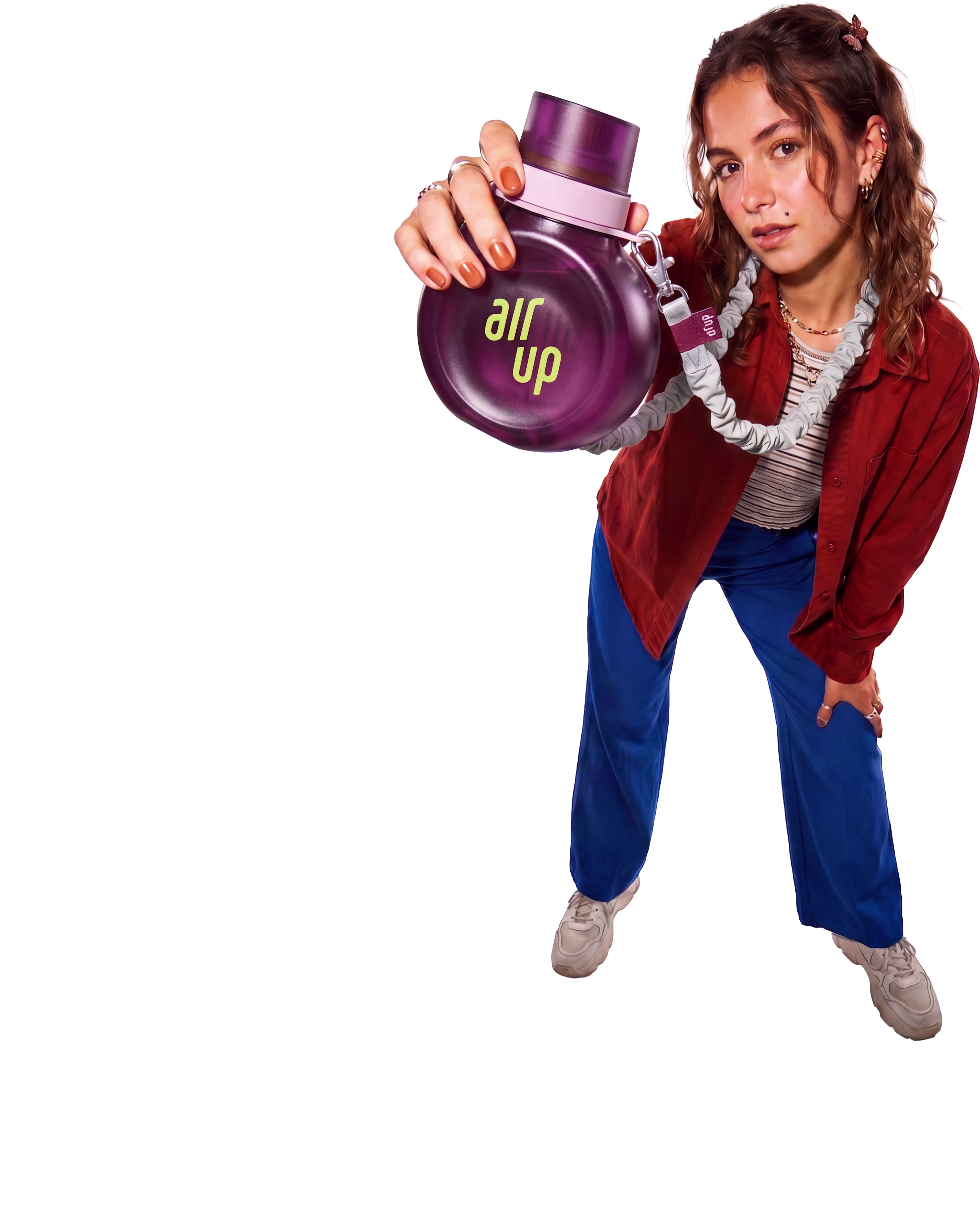 tasteByScentMedia - 🟣 Product - Bottle - O Bottle + Strap - Plum Lime / Blue Grey Scrunchie - 100000265