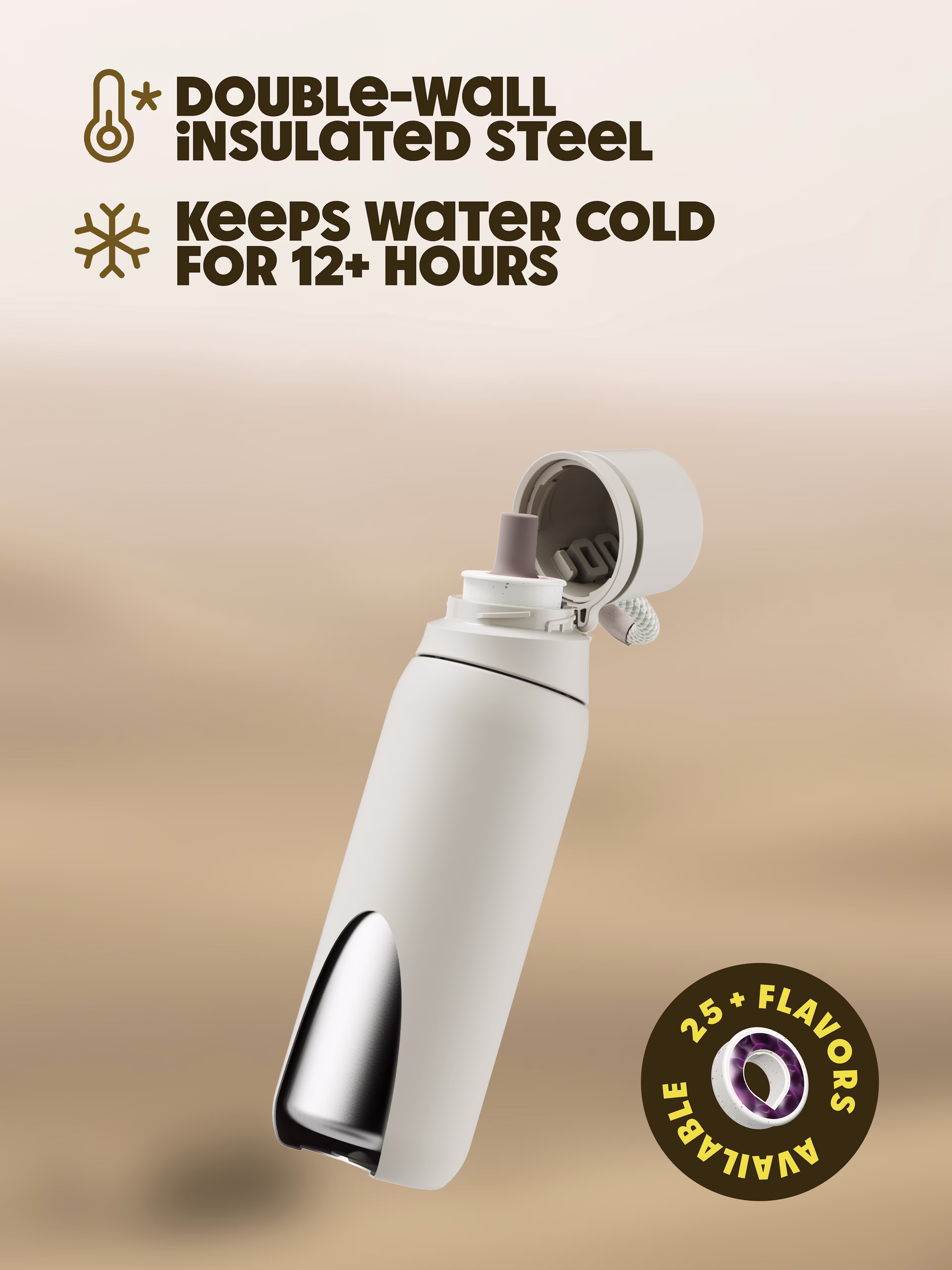 Bottle - PRO 3 Steel 710ml - Desert Sand - Double wall insulation
