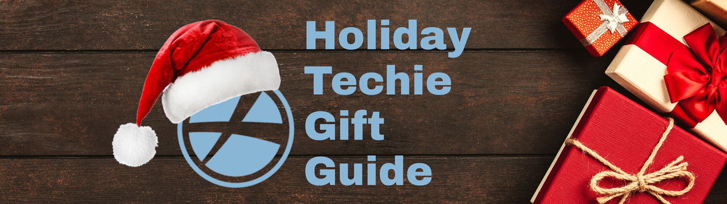 CrossComm logo over a wood background with gifts