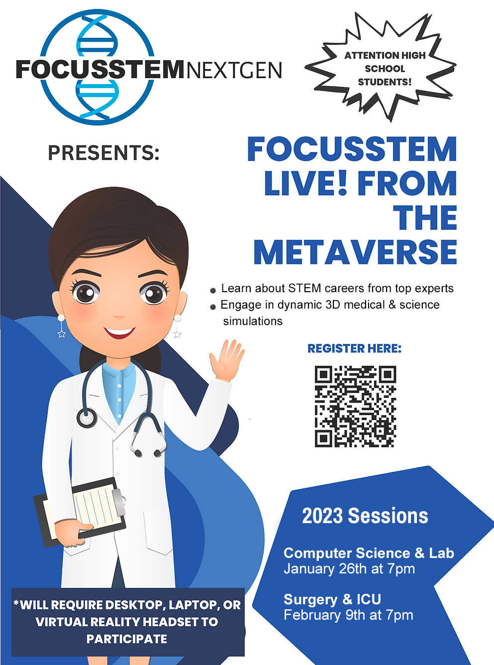 FocuSStem Live Flyer - January 26th & February 9th.