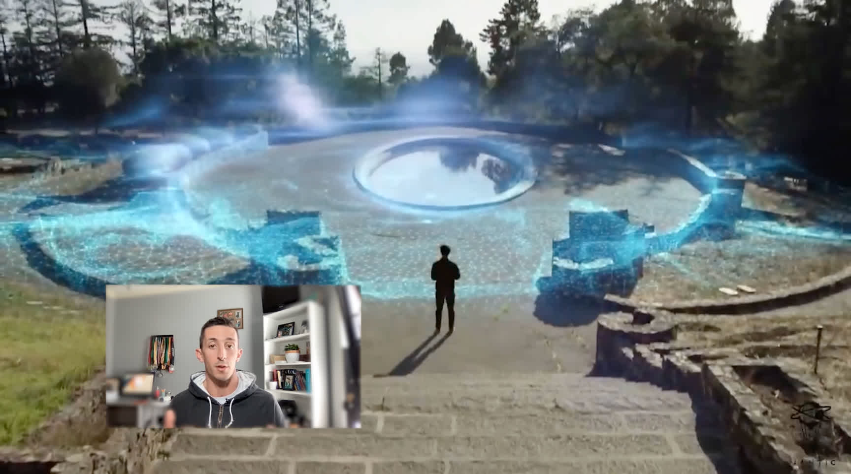 Shane talks in a picture in picture over a display of Niantec's Lightspeed platform