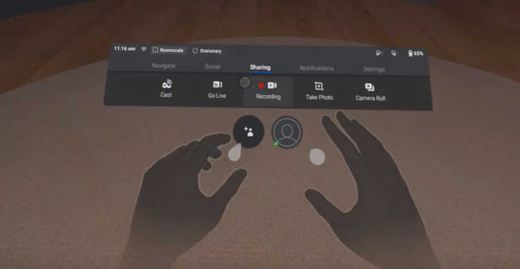 HandTracking screen shot in Oculus Quest