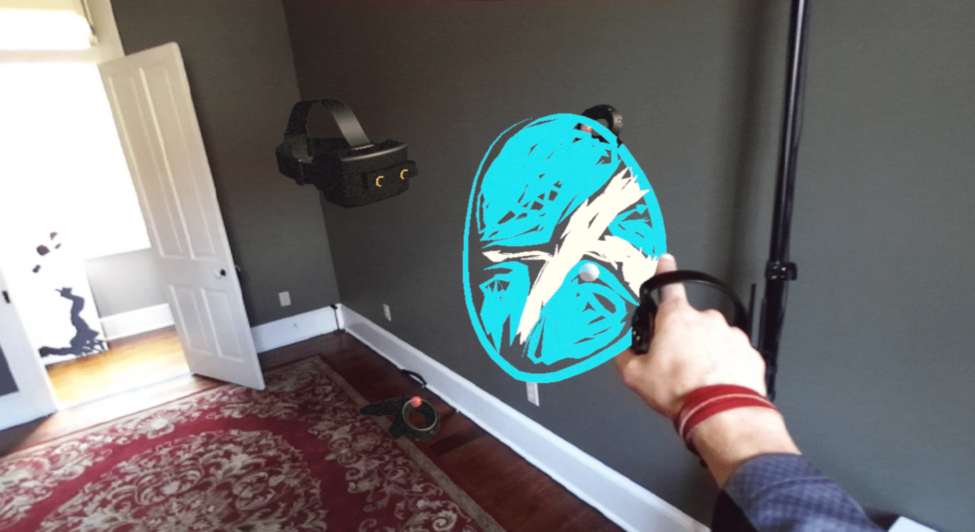 CrossComm logo drawn in XR