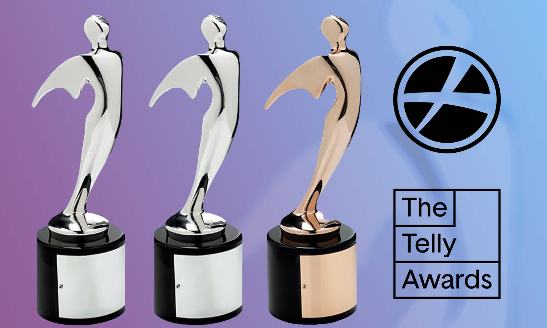 Two silvers and one bronze Telly next to CrossComm and Telly Awards logos.