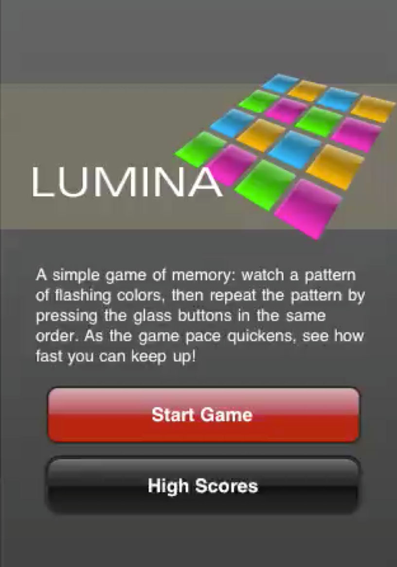 Lumina Home Page Screenshot