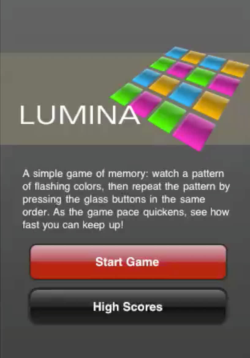 Lumina Home Page Screenshot
