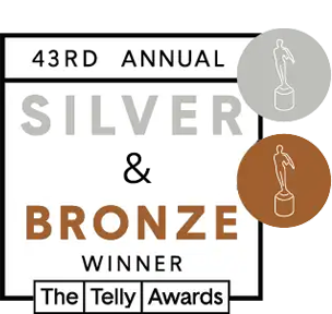43rd Annual Telly Awards silver and bronze winner badges