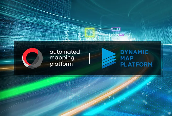 AMP (Automated Mapping Platform) and DMP (Dynamic Map Platform) logos