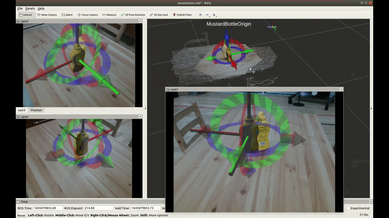 GIF animation showing precise 6D pose labeling manually on many images