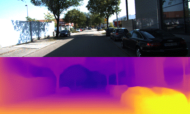Real image of a street and its synthesized image by a sensor camera