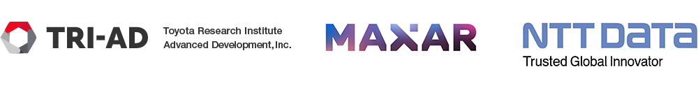 TRI-AD, Maxar Technologies, NTT Data logos