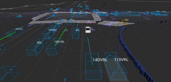 Visualized data collected from an autonomous vehicle