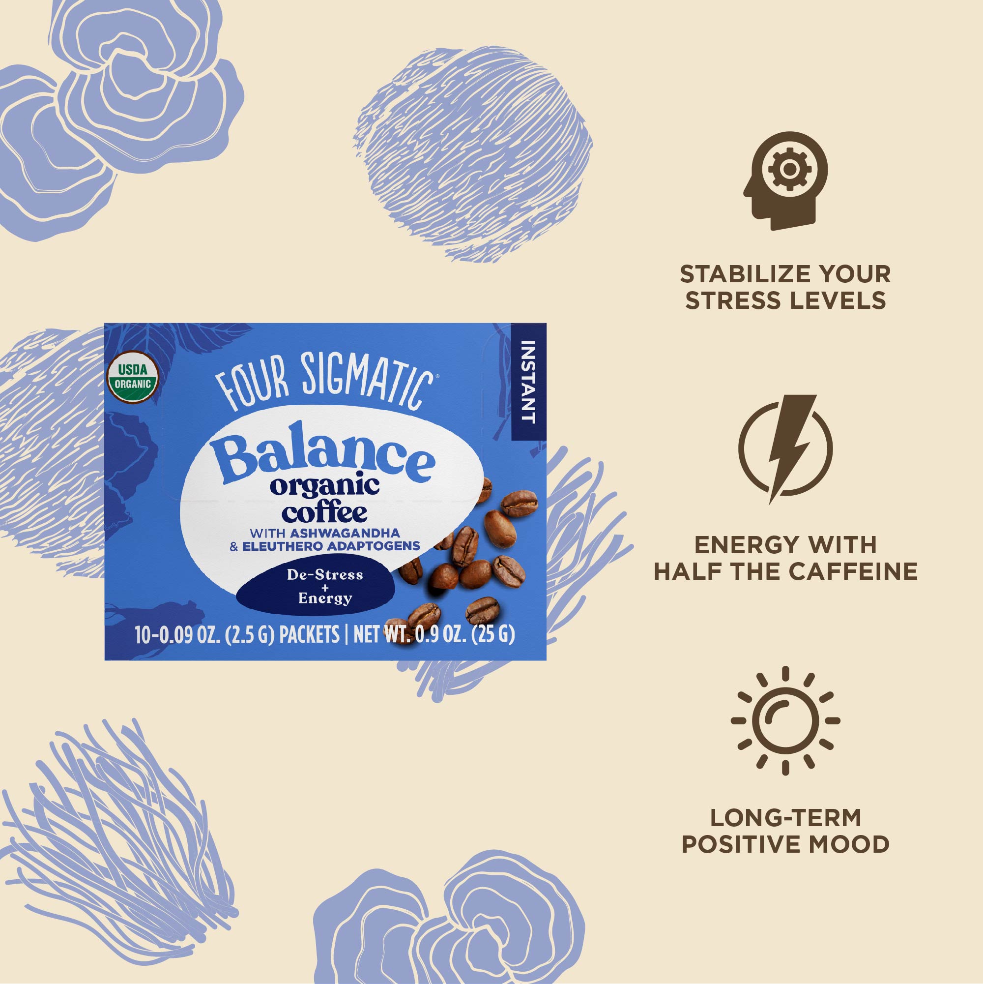 Balance Instant Coffee Adaptogenic Mushroom Wellness Blend Four