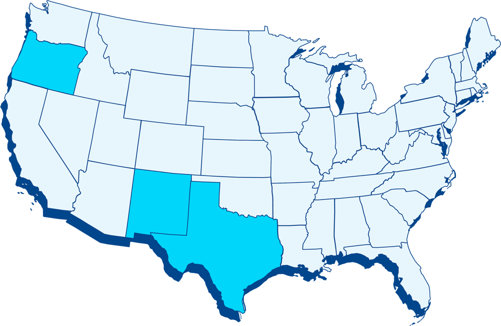 A delivery coverage area map for Sierra Springs highlighting three states in the US.