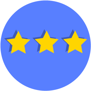 Three yellow stars in a blue circle.