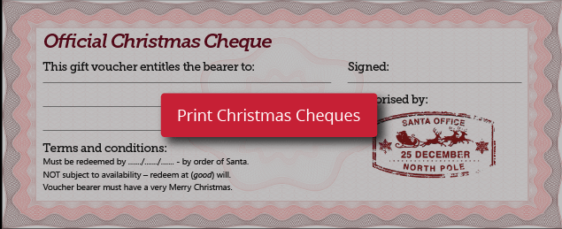 Download our free Christmas gift cheque PDF