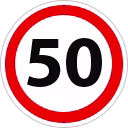 Maximum speed 50 mph traffic sign.