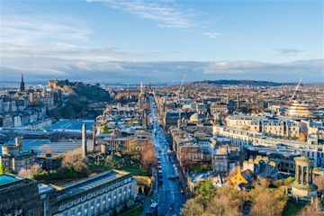 An overhead view of Edinburgh, Scotland