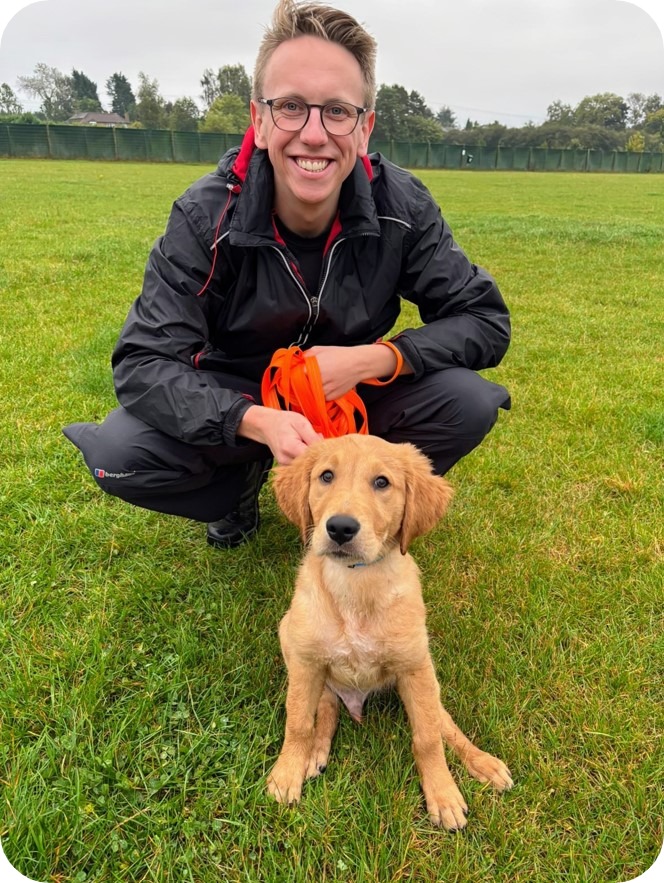 Dan Farmer pictured outside with his pet puppy