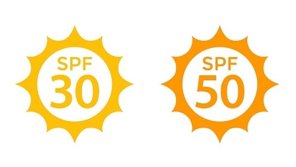 Logos for SPF 30 and SPF 50.