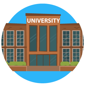 Cartoon image of a university building