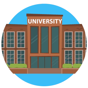 Cartoon image of a university building