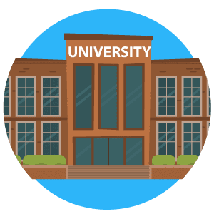 Cartoon image of a university building