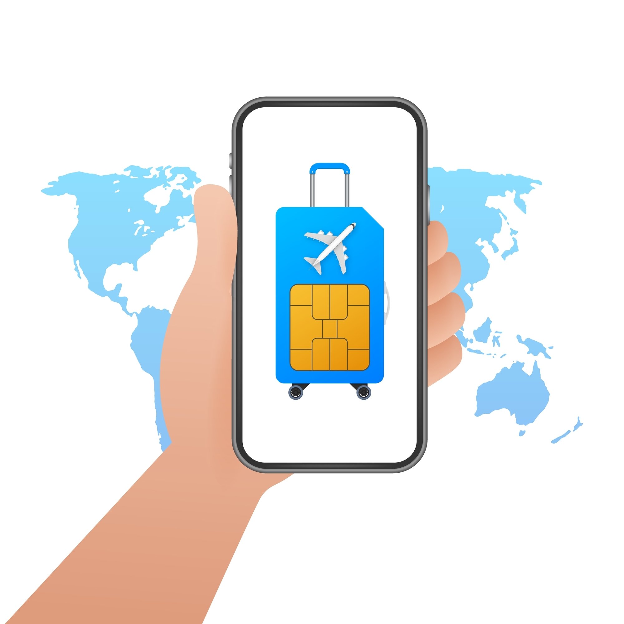 Picture of a sim suitcase on a phone screen