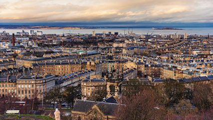 A bird's eye view of Edinburgh, Scotland.