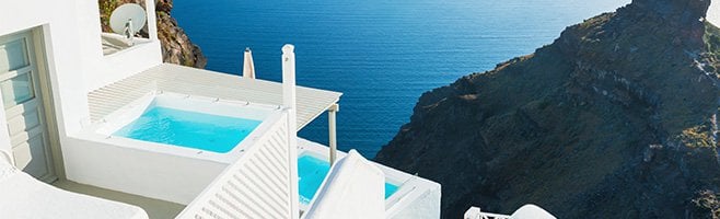 Villa apartments on a cliff edge.