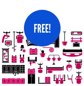 Items of furniture with the word 'free' overlaid on top.