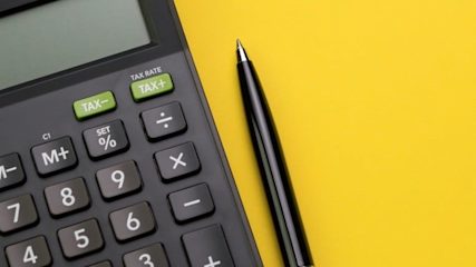 Close-up of a calculator.