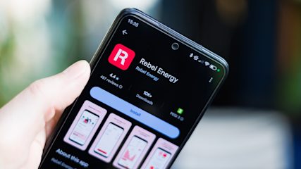 Smartphone showing Rebel Energy app